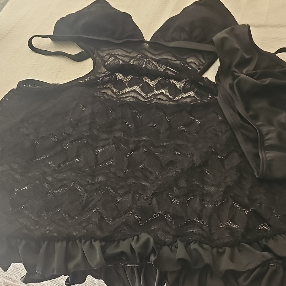 Elegant Black Lace Swim Set